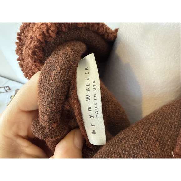 Bryn Walker Oversized Rust Colored Sherpa Fleece Pullover Hoody Kangaroo Pocket - Picture 6 of 6